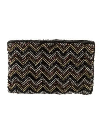 Pre-owned Neiman Marcus Satin Printed Wallet In Black