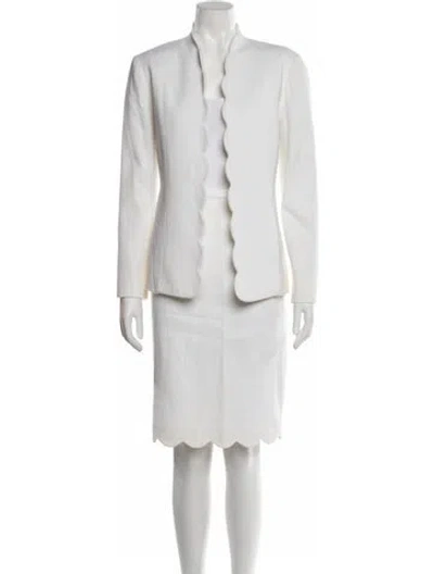 Pre-owned Neiman Marcus Scalloped Accent Skirt Set In Neutrals