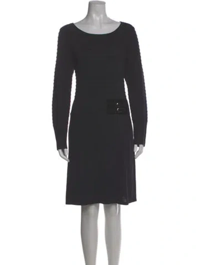 Pre-owned Neiman Marcus Scoop Neck Knee-length Dress In Gray