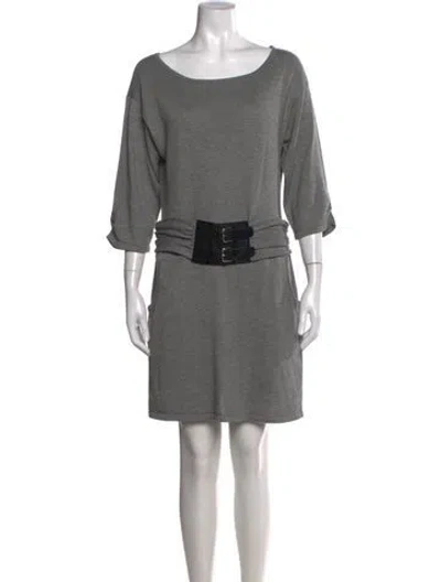 Pre-owned Neiman Marcus Scoop Neck Knee-length Dress In Grey