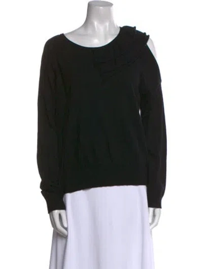 Pre-owned Neiman Marcus Scoop Neck Long Sleeve Sweatshirt In Black