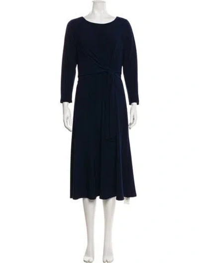 Pre-owned Neiman Marcus Scoop Neck Midi Length Dress In Blue