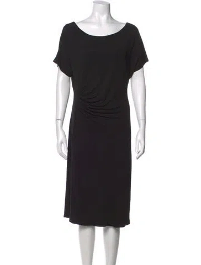 Pre-owned Neiman Marcus Scoop Neck Midi Length Dress In Grey
