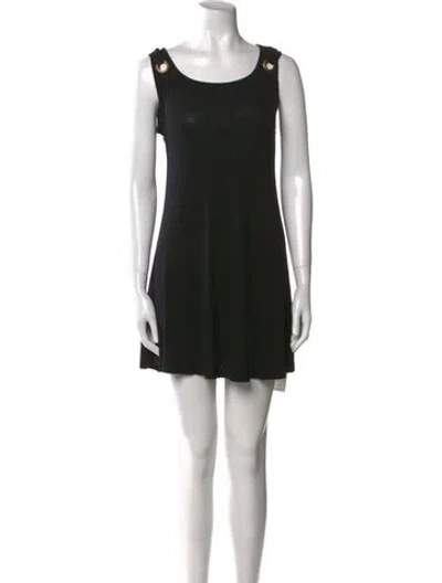 Pre-owned Neiman Marcus Scoop Neck Mini Dress In Black