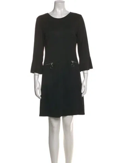 Pre-owned Neiman Marcus Scoop Neck Mini Dress In Black