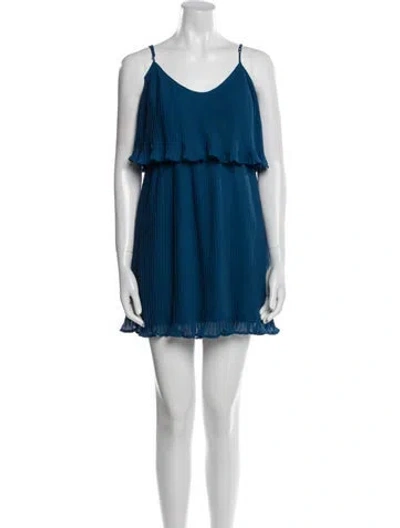 Pre-owned Neiman Marcus Scoop Neck Mini Dress In Blue