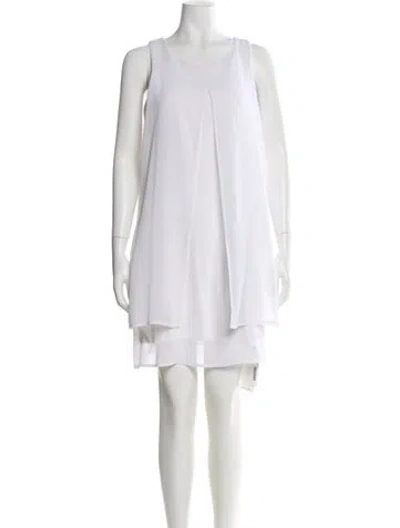 Pre-owned Neiman Marcus Scoop Neck Mini Dress In White