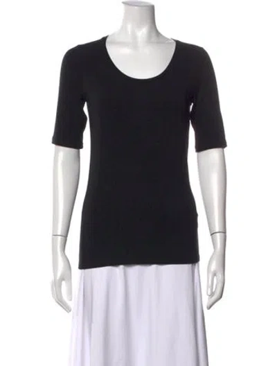 Pre-owned Neiman Marcus Scoop Neck Short Sleeve T-shirt In Black