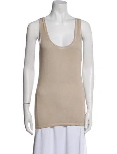 Pre-owned Neiman Marcus Scoop Neck Sleeveless Top In Neutral