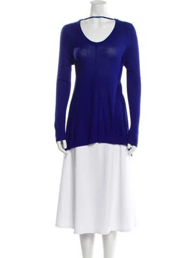 Pre-owned Neiman Marcus Scoop Neck Sweater In Blue