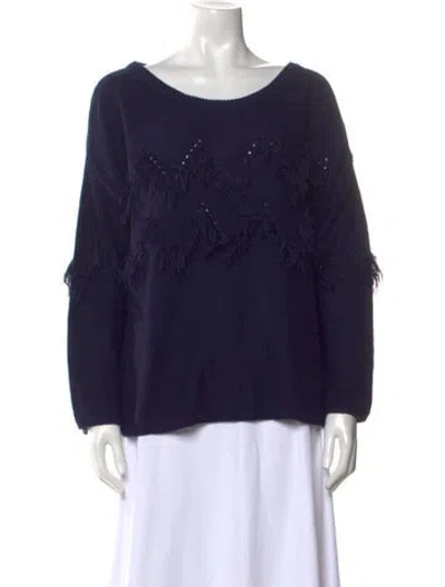 Pre-owned Neiman Marcus Scoop Neck Sweater In Blue