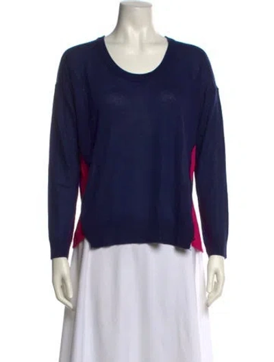 Pre-owned Neiman Marcus Scoop Neck Sweater In Blue