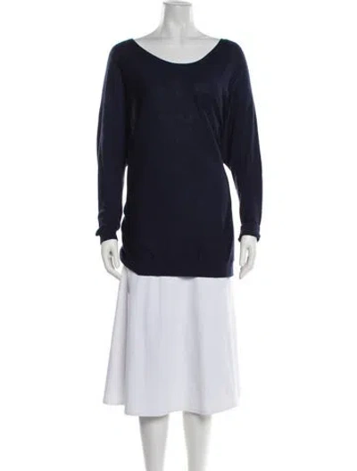 Pre-owned Neiman Marcus Scoop Neck Sweater In Blue