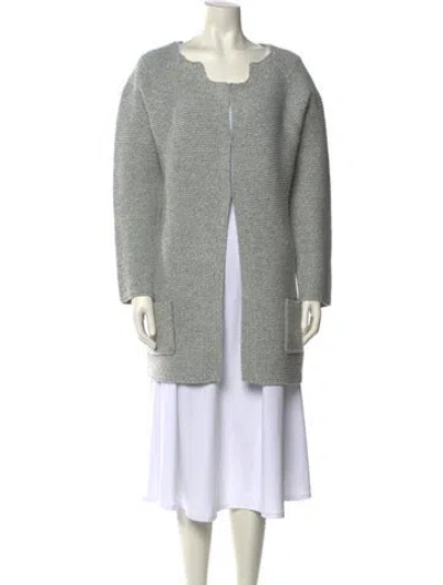 Pre-owned Neiman Marcus Scoop Neck Sweater In Gray