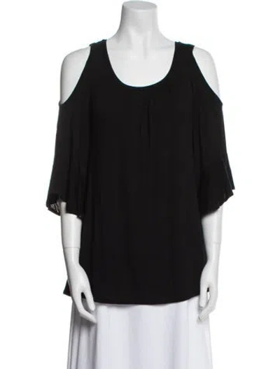 Pre-owned Neiman Marcus Scoop Neck Three-quarter Sleeve Blouse In Black