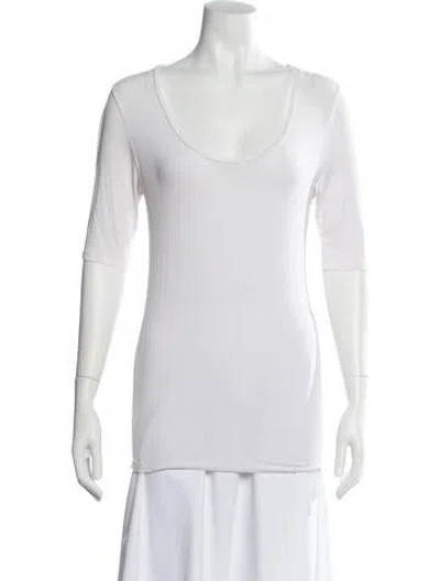 Pre-owned Neiman Marcus Scoop Neck Three-quarter Sleeve T-shirt In Neutral