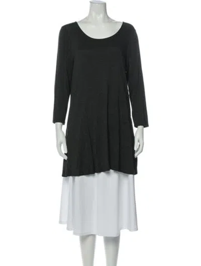 Pre-owned Neiman Marcus Scoop Neck Three-quarter Sleeve Tunic In Gray