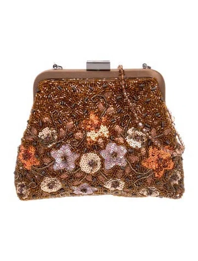 Pre-owned Neiman Marcus Sequins Top Handle Bag In Brown