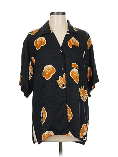 Pre-owned Neiman Marcus Short Sleeve Blouse In Black