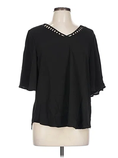 Neiman Marcus Short Sleeve Blouse In Black