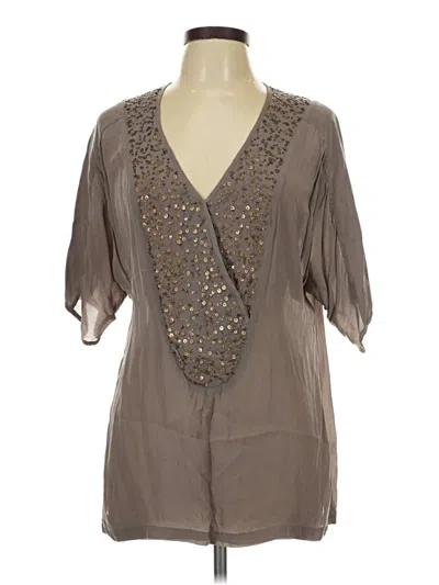 Pre-owned Neiman Marcus Short Sleeve Blouse In Gray