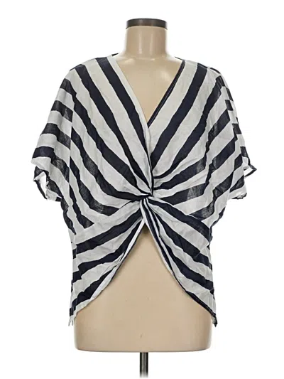 Pre-owned Neiman Marcus Short Sleeve Blouse In Silver