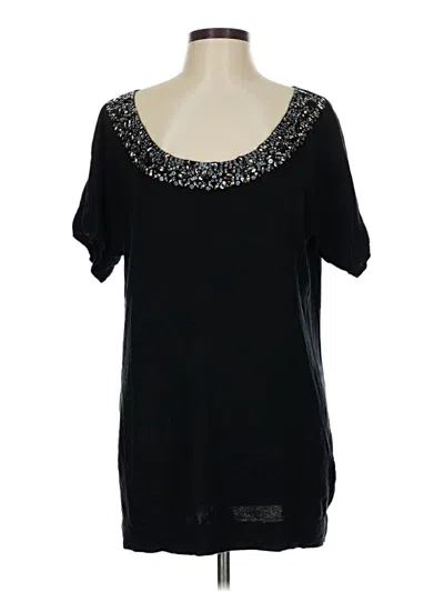 Pre-owned Neiman Marcus Short Sleeve Top Black Scoop Neck Tops
