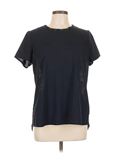 Pre-owned Neiman Marcus Short Sleeve Top Blue Keyhole Neckline Tops