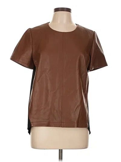 Pre-owned Neiman Marcus Short Sleeve Top Brown Crew Neck Tops
