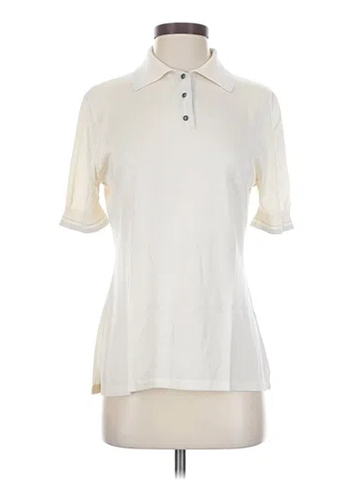 Pre-owned Neiman Marcus Short Sleeve Top Ivory Collared Neckline Tops
