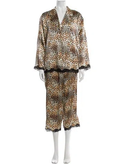 Pre-owned Neiman Marcus Silk Animal Print Skirt Set In Neutral
