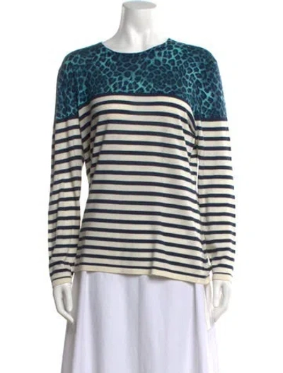 Pre-owned Neiman Marcus Silk Animal Print Sweater In Blue
