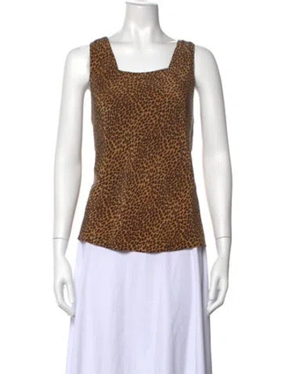 Pre-owned Neiman Marcus Silk Animal Print Top In Brown/neutrals
