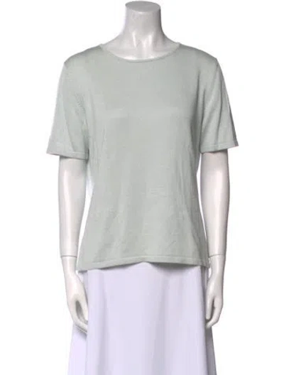 Pre-owned Neiman Marcus Silk Bateau Neckline T-shirt In Neutral