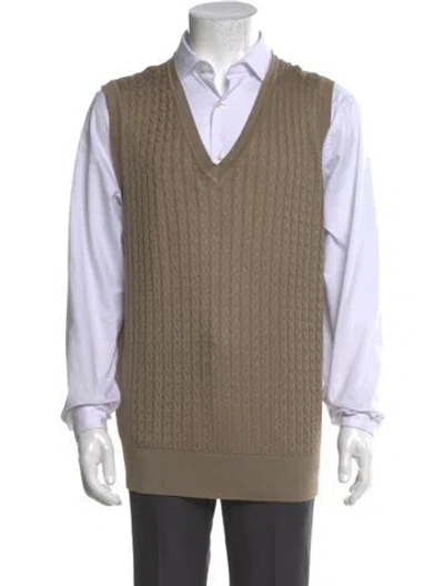 Pre-owned Neiman Marcus Silk Colorblock Pattern Sweater Vest In Neutral