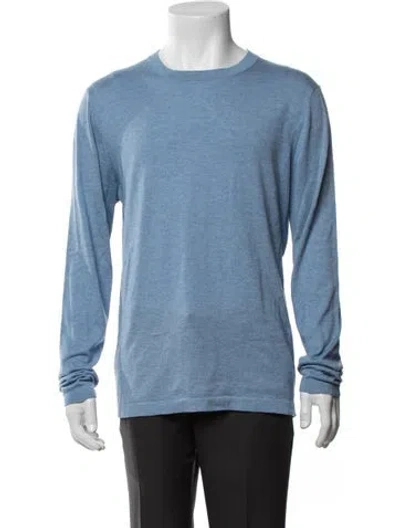 Pre-owned Neiman Marcus Silk Crew Neck In Blue