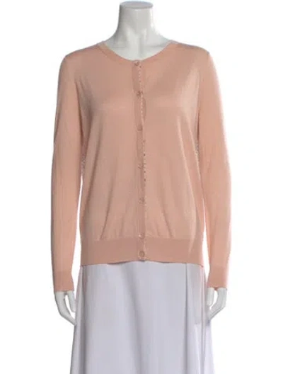 Pre-owned Neiman Marcus Silk Crew Neck Button-up Top In Neutral
