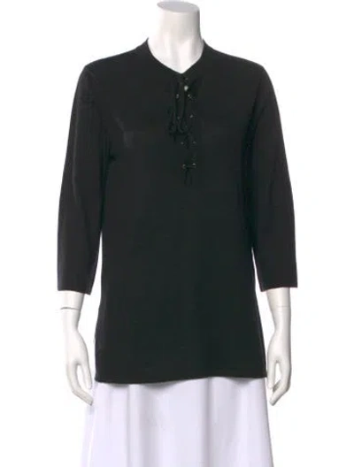 Pre-owned Neiman Marcus Silk Crew Neck Sweater In Black