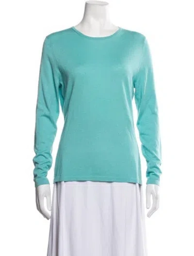 Pre-owned Neiman Marcus Silk Crew Neck Sweater In Blue