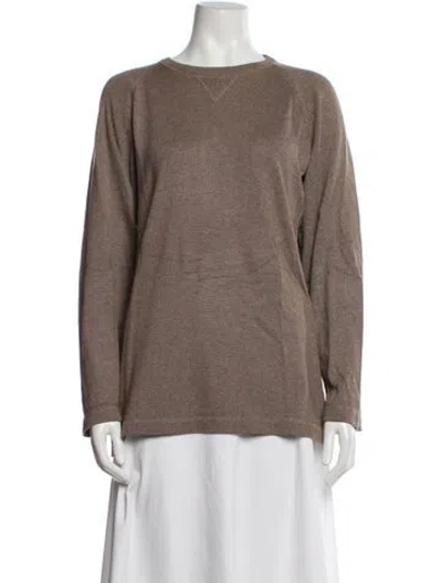 Pre-owned Neiman Marcus Silk Crew Neck Sweater In Brown