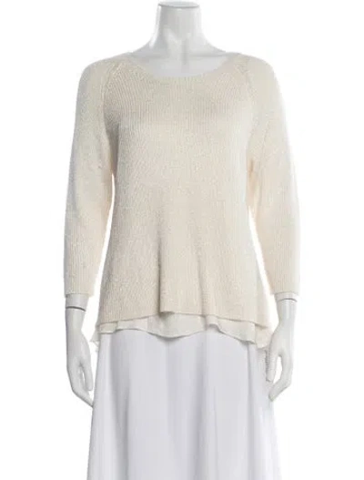 Pre-owned Neiman Marcus Silk Crew Neck Sweater In Neutrals