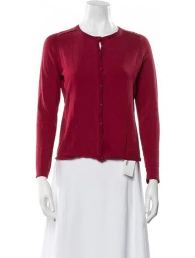 Pre-owned Neiman Marcus Silk Crew Neck Sweater In Red