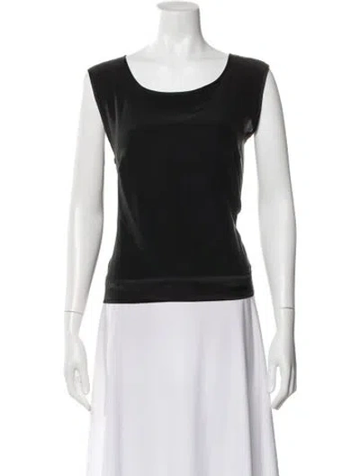 Pre-owned Neiman Marcus Silk Crew Neck Top In Black