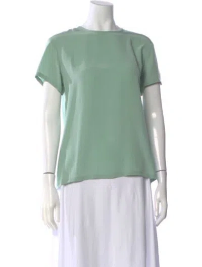 Pre-owned Neiman Marcus Silk Crew Neck Top In Green