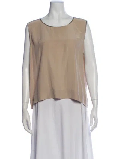 Pre-owned Neiman Marcus Silk Crew Neck Top In Neutral