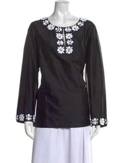 Pre-owned Neiman Marcus Silk Crew Neck Tunic In Black