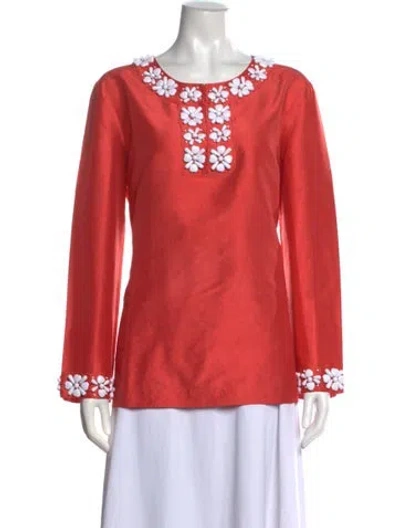 Pre-owned Neiman Marcus Silk Crew Neck Tunic In Orange