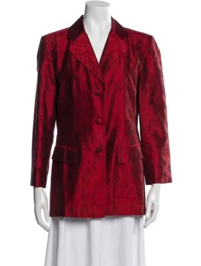 Pre-owned Neiman Marcus Silk Floral Print Blazer In Red