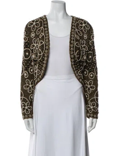 Pre-owned Neiman Marcus Silk Floral Print Jacket In Black