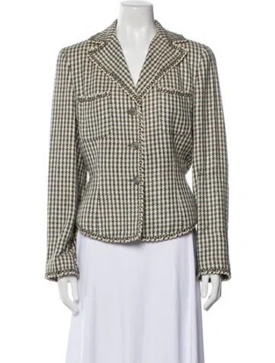 Pre-owned Neiman Marcus Silk Houndstooth Print Blazer In Multi